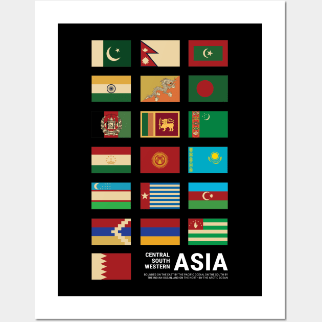 Asia Country Flags Set Wall Art by KewaleeTee